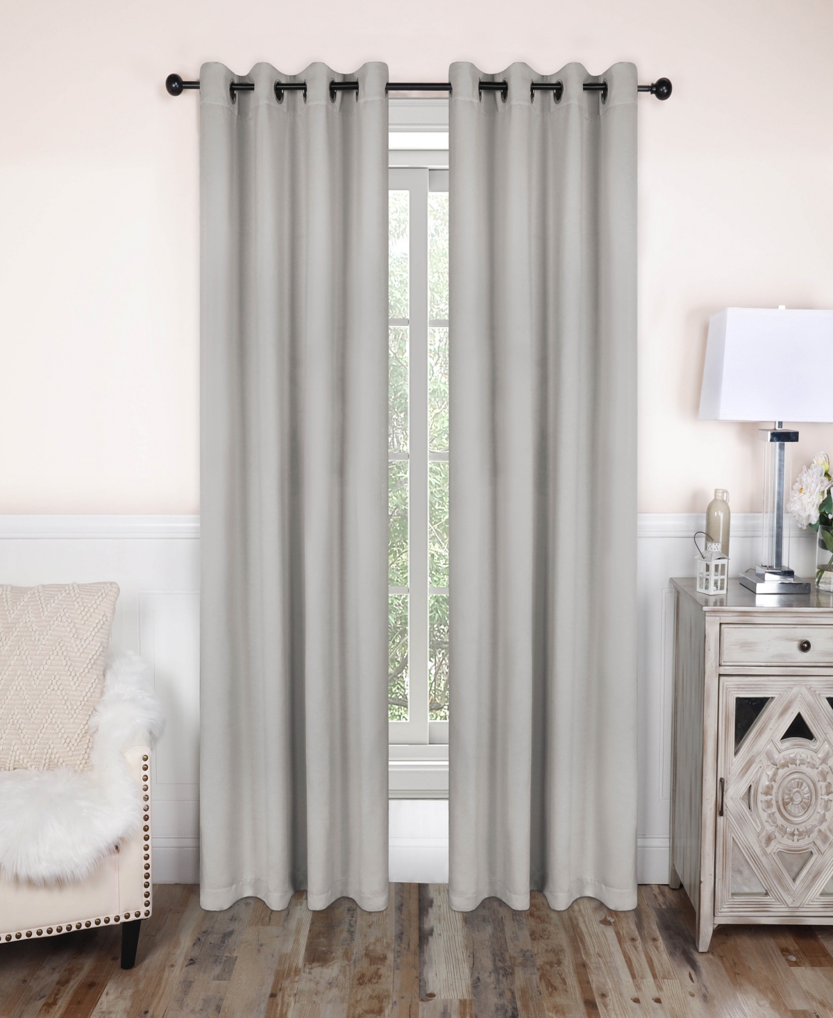 Solid Classic Modern Wrinkle Resistant Room Darkening 8-Piece Curtain Set with Grommet Header Top, 52" X 84" - Wisteria