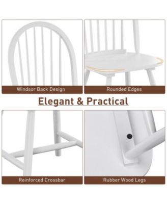 Set of 2 Windsor Dining Chairs with Spindle Backrest in Vintage Wood Finish