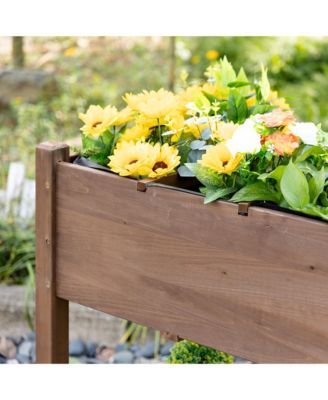 Spacious Wheeled Elevated Planter with Storage and Drainage