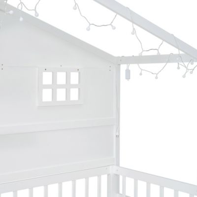 Streamdale Twin House Bed with Shelves, Window, and Lights