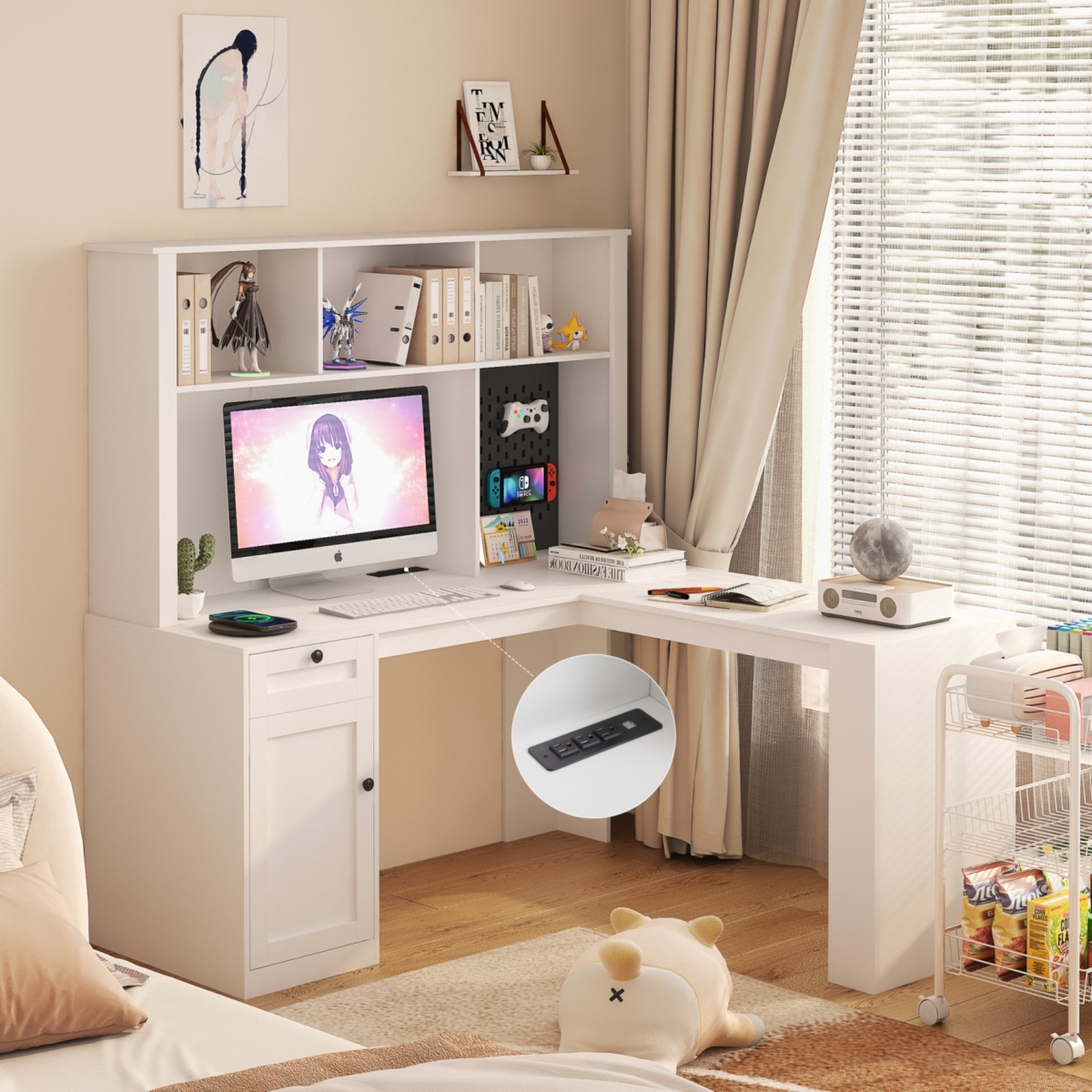 Simplie Fun 2-in-1 Space-Saving L-Shaped Corner Desk with Ample Storage