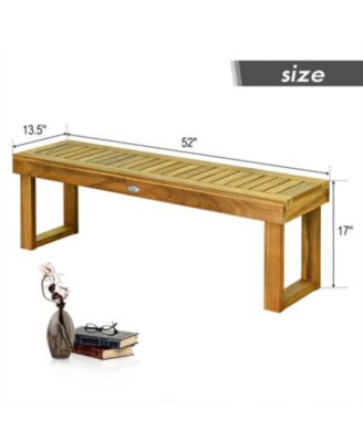 52 Inch Acacia Wood Dining Bench with Slatted Seat