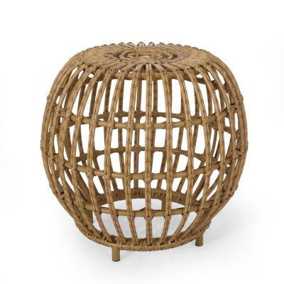 Streamdale Handcrafted Faux Rattan Woven Side Table with Boho Style