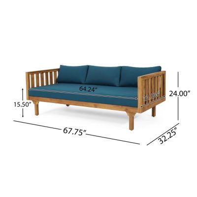 Streamdale Acacia Wood Daybed with Slat Paneling and Water-Resistant Cushions
