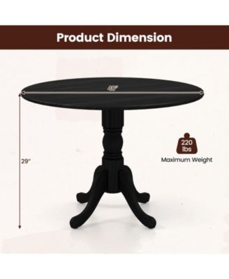 1-Piece Rubberwood Round Table with Curved Trestle Legs Wooden Dining Table