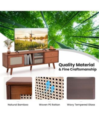 Bamboo TV Stand for TV up to 65 Inch-Brown