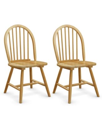 Set of 2 Windsor Dining Chairs with Spindle Backrest in Vintage Wood Finish