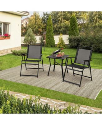 Outdoor Folding Chairs with Breathable Seat-Set of 2