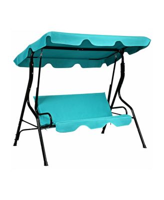 3 Seat Outdoor Patio Canopy Swing with Cushioned Steel Frame