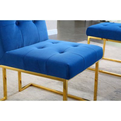 Streamdale  Set of 2  Velvet Upholstery with Gold Metal Base Tufted, Modern Style Dining Chair