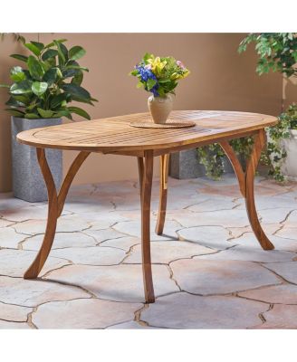 Streamdale Elegant Oval Acacia Wood Table with Teak Finish for Outdoor Patios