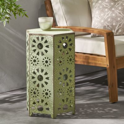 Vibrant Sunburst Iron Side Table Adds Color and Convenience to Your Patio