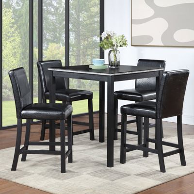 Elegant Counter-Height Dining Set Table & 4 Upholstered Chairs
