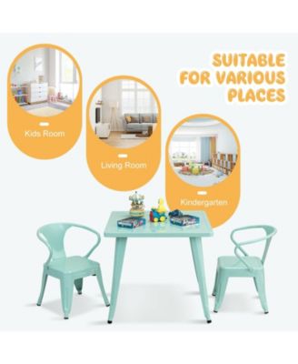 27'' Kids Square Steel Table Play Learn Activity Table-Blue