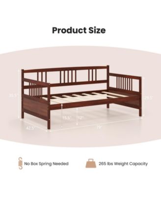 Twin Size Wooden Slats Daybed Bed with Rails