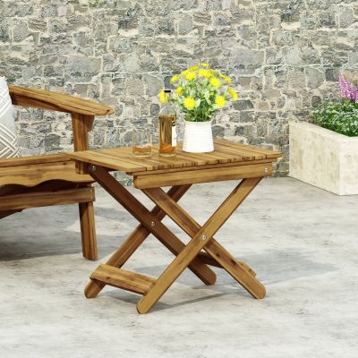 Streamdale Outdoor Folding Wooden Side Table, Natural, 15"D x 22.75"W x 18.25"H