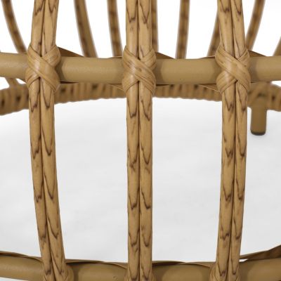 Boho-Chic Handcrafted Faux Rattan Woven Coffee Table