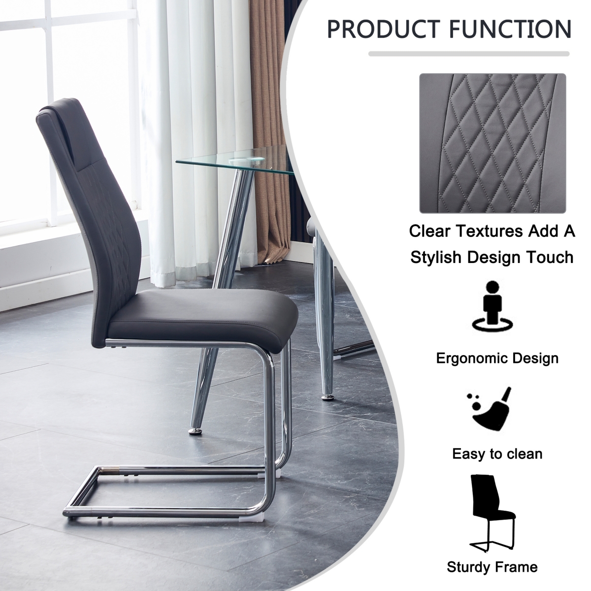 Simplie Fun Modern Pu Leather Dining Chairs with Metal Legs | Easy Assembly