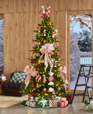 7.5ft Pre Lit Green Slim Fir Christmas Tree with 400 Light Emitting Diode Lights, 9 Functional Warm White Multi color, remote controller