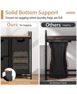 Laundry Basket Organizer Dirty Clothes Hamper with Shelf and 3 Removable Bags