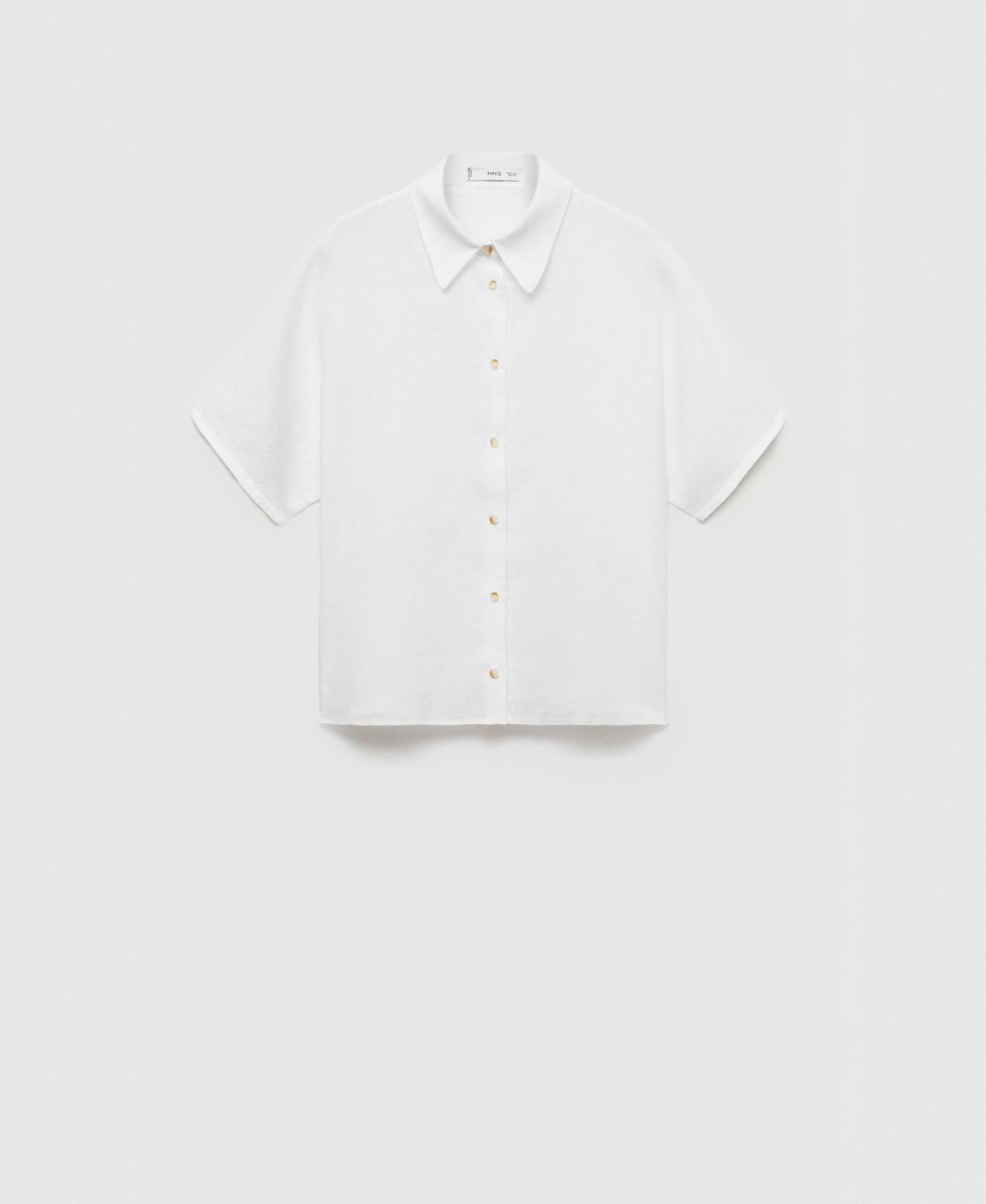 Женская рубашка Mango Linen 100%, цвет: Чернильный синий — фото 4