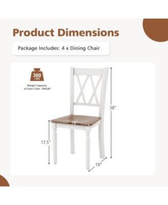 Set of 2 Farmhouse Dining Chairs with Solid Rubber Wood Seats for Kitchen