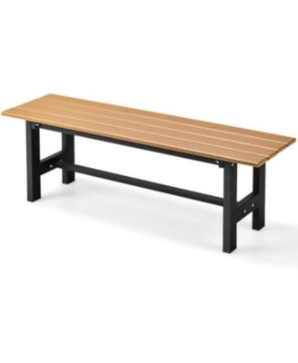 47" Outdoor Chair with Slatted Seat Plastic Coated Iron Frame