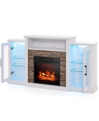 Fireplace TV Stand with Led Lights & Electric Fireplace For 65" Wall-Mounted TV
