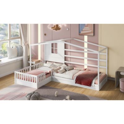 Streamdale Twin Bed with L-Structure Fence, Espresso