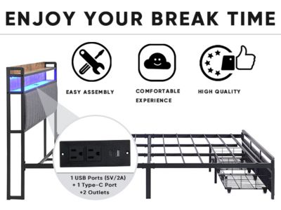King Bed Frames With Storage and LED Platform Frame