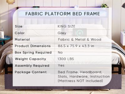 King Bed Frames With Storage and LED Platform Frame