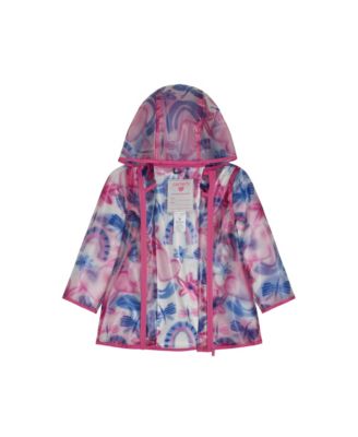 Toddler Girls Hooded Water-Resistant Printed Raincoat