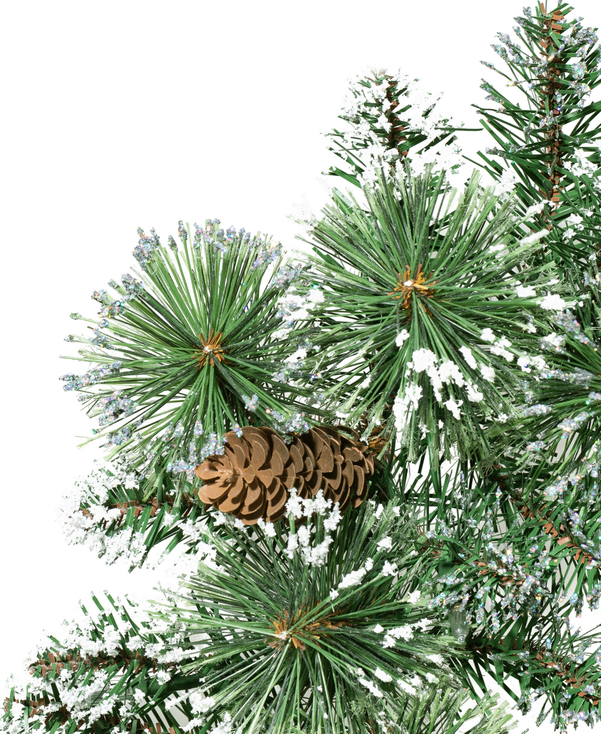 Glitzhome Set of 2 Pre Lit Frosted Greenery Pinecones Christmas Garland, with 35 C3 Clear Light Emitting Diode Lights and Timer, Three Function