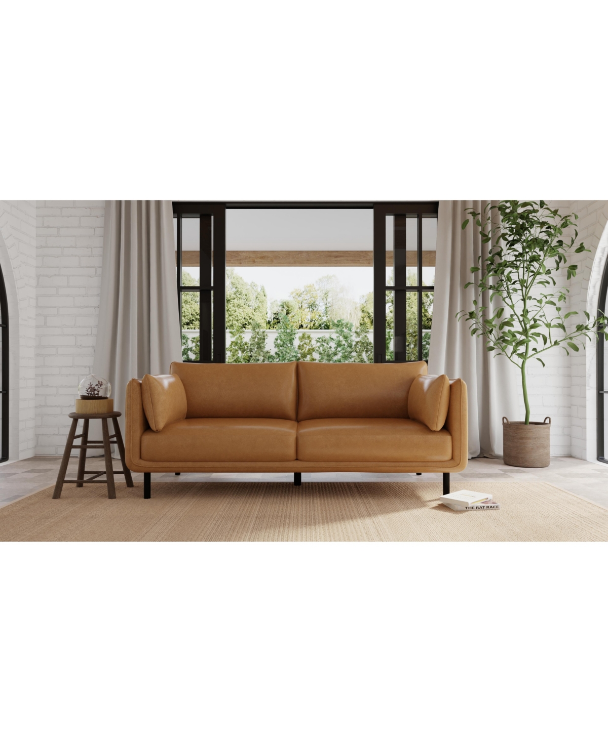 NICE LINK SOFIA 84" SOFA IN CAMEL WITH FRENCH SEAM TAILORING 