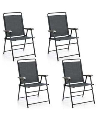 4 Pieces Portable Outdoor Folding Chair with Armrest