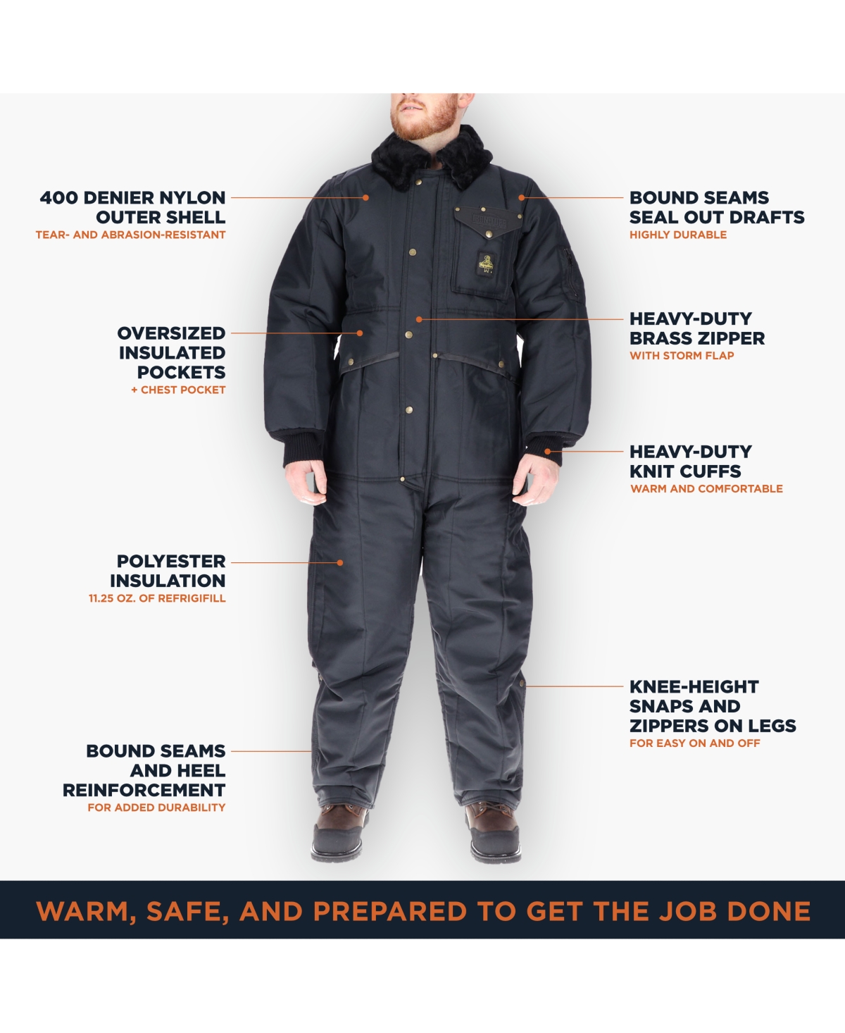 RefrigiWear Iron-Tuff Insulated Coveralls - Ultimate Cold Weather Protection for Work & Outdoor Activities