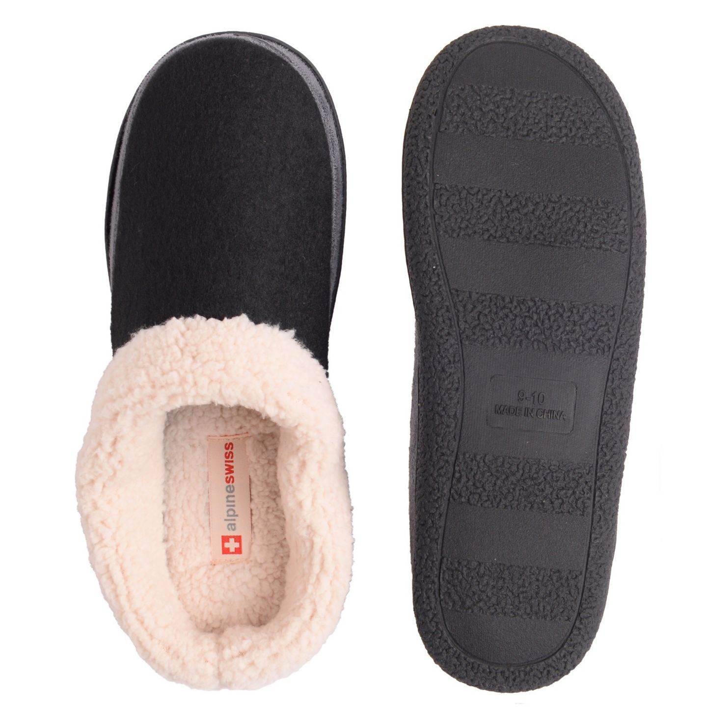 Мужские тапочки Alpine Swiss Memory Foam Clog Slippers Fleece Fuzzy Slip on House, цвет: Чёрный — фото 3