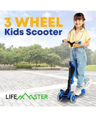 3-Wheel Kids Scooter with Foldable Seat, Adjustable Handlebar, LED Light-Up Wheels & Anti-Slip Deck, Lean-to-Steer Design for Ages 2+, Indoor/Outdoor