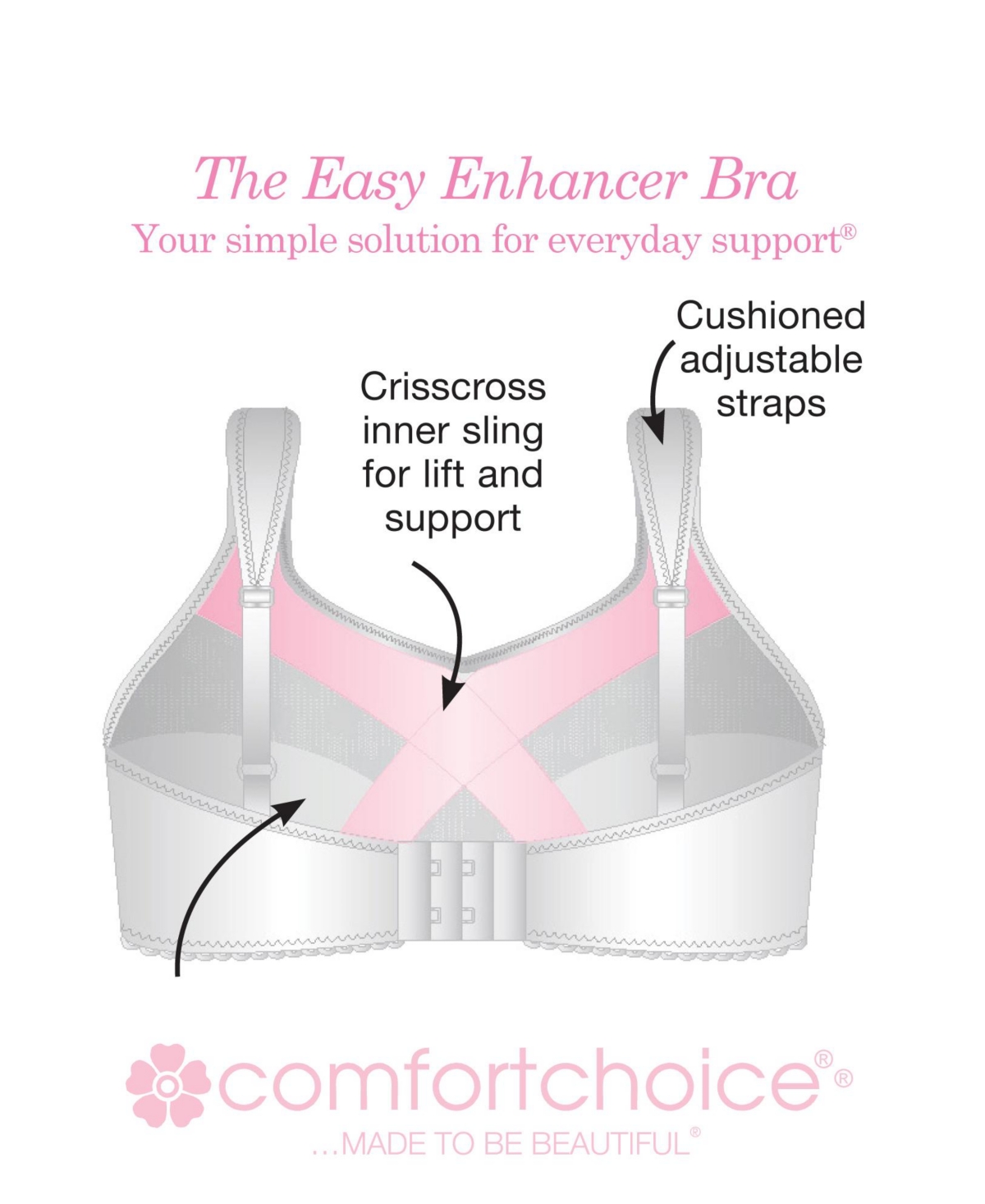 Comfort Choice Women's Easy Enhancer Lace Wireless Bra