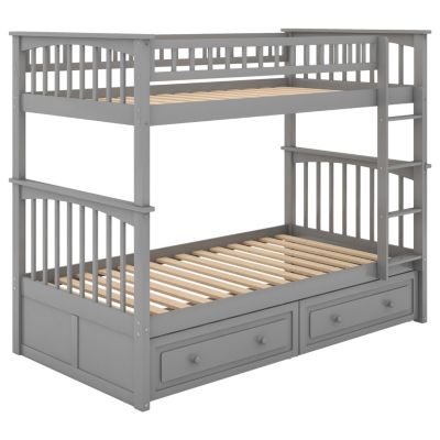 Streamdale Twin Over Twin Bunk Bed With Drawers, Convertible Beds