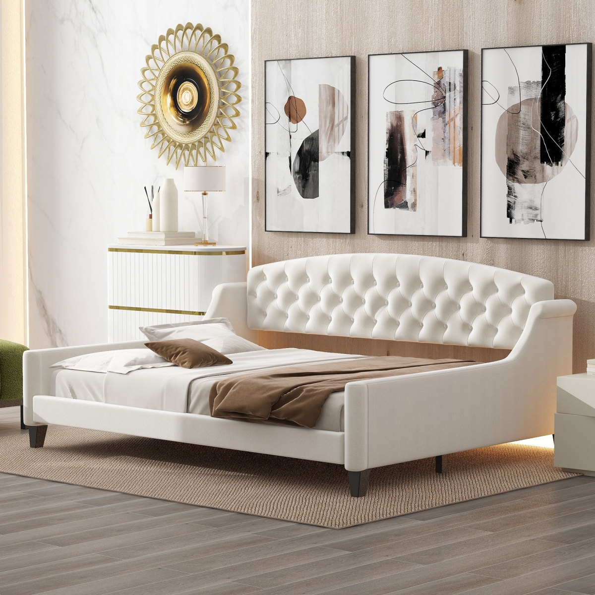 Streamdale Furniture Modern Luxury Tufted Button Daybed, -khaki