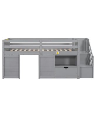  Twin Loft Bed with Stair, Drawer, Shelf