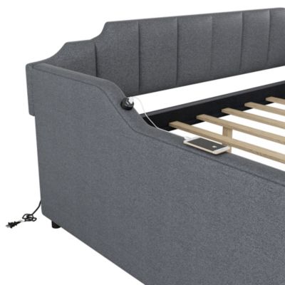 Upholstered Daybed with Trundle & USB Charging