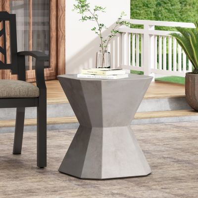 Streamdale Lightweight Concrete Hourglass Side Table for Indoor/Outdoor Use