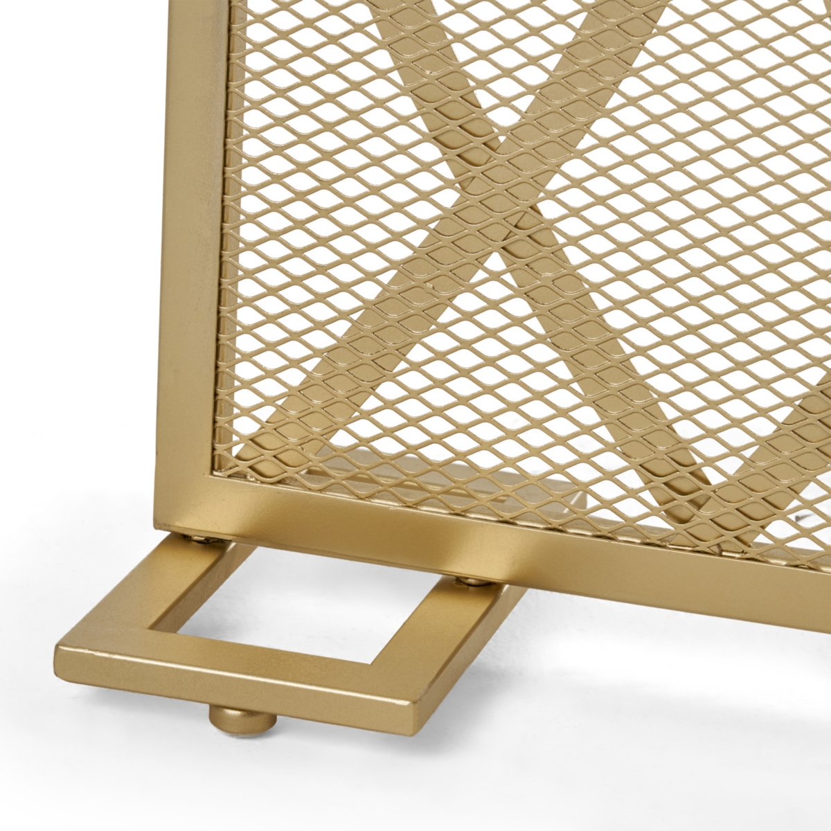 Streamdale Furniture Minimalist Single Panel Fire Screen with Overlapping Lens Pattern,- Gold