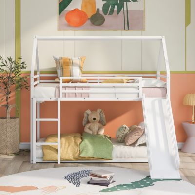 Streamdale Twin Over Twin House Bunk Bed With Ladder And Slide