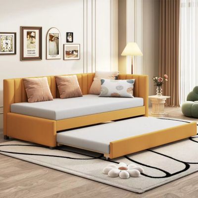 Streamdale Twin Linen Daybed with Trundle (Yellow)