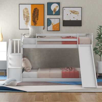 Streamdale Twin Over Twin Bunk Bed With Convertible Slide And Stairway