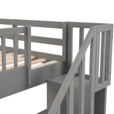 Stairway Twin-Over-Twin Bunk Bed With Three Drawers For Bedroom, Dorm
