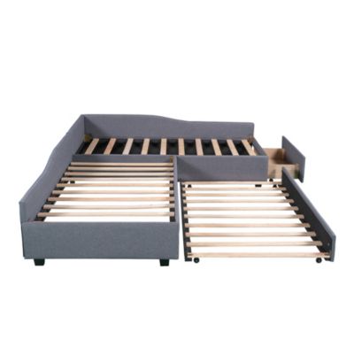 Streamdale Upholstered Double Twin Size Daybed With Trundle And Drawer
